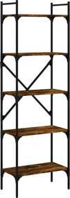 vidaXL 5 szintes füstös tölgy színű fa könyvespolc 56 x 31,5 x 174 cm