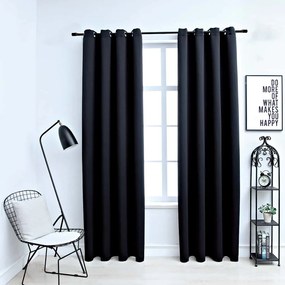 vidaXL 2 db fekete sötétítőfüggöny fémgyűrűkkel 140 x 175 cm