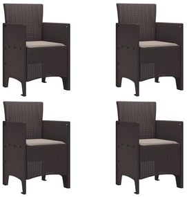 Kerti székek párnákkal 4 db Barna Poly Rattan
