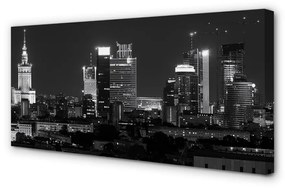 Canvas képek Éjszakai panoráma Varsó felhőkarcolók 120x60 cm