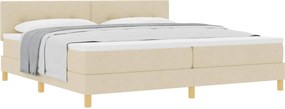 vidaXL Boxrugós ágy matracmal fejtámlával Krém 200 x 200 cm szövet