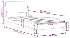 krémszínű szövet ágykeret fejtámlával matrac nélkül 90x200 cm