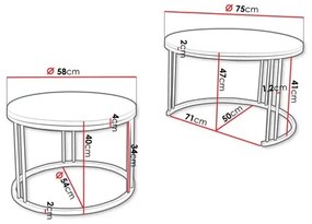 KÉSZLET 2x Kávésasztal RAGNAR fekete/fehér
