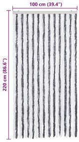 szürke és fehér zsenília rovarfüggöny 100 x 220 cm