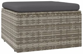 szürke polyrattan kerti lábtartó párnával 55 x 55 x 30 cm
