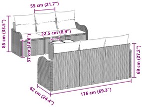 Kerti Kanapé Szett 7 pcs Barna 55 x 55 x 37 cm Poli rattan