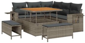 vidaXL Kerti Kanapé Szett párnával 8 pcs Szürke polirattan