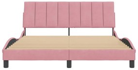 rózsaszín bársony ágykeret matrac nélkül Hanko 160 x 200 cm