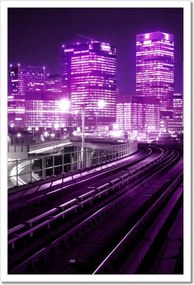 Poszterek keretben 40x60 Lila felhőkarcolók a városban