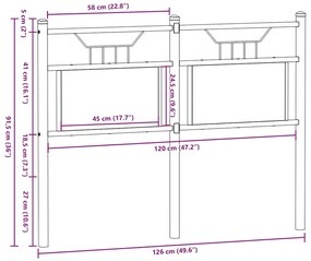 barna tölgy színű szerelt fa és acél fejtámla 120 cm