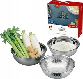 3db Rozsdamentes acél ételszűrő kosár Nettó mosogató 22 24 26 cm