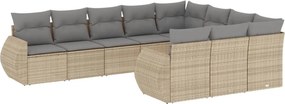 vidaXL 10 részes bézs polyrattan kerti ülőgarnitúra párnával