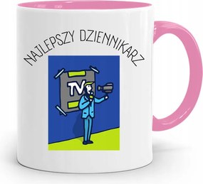Rózsaszín Bögre Ajándék Riporter Újságírónak, fényképes nyomtatással
