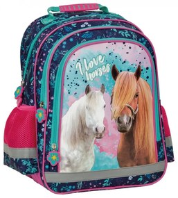 Kétkamrás gyerek hátizsák - Pink horses