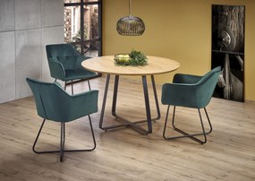 AKCIÓ Fekete étkezőasztal tölgyfa asztallappal NOCTURNE 120x120 II. osztály