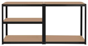 Polcos fém állvány 2 az 1-ben 5 polc garázshoz 180x90x40cm polconkénti teherbírással 750kg fekete