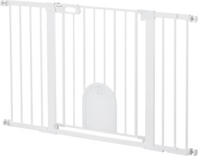 PawHut Állatbiztonsági Kapu Lépcső Ajtó Kutya Kiskutya Akadály Fehér 75-131 x 76 cm | Aosom