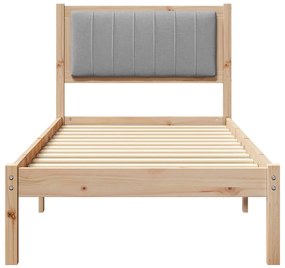 Ágykeret Kárpitozott Fejtámlával Világosszürke 75 x 190 cm