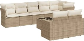 vidaXL 9 részes bézs polyrattan kerti ülőgarnitúra párnákkal