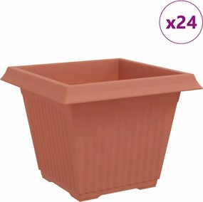 vidaXL Négyzet Virágcserép 24 pcs Tégla Vörös 43 x 43 x 33,5 cm