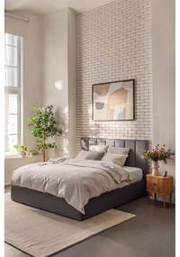 Szürke kárpitozott ágyneműtartós franciaágy ágyráccsal 180x200 cm Thessa Bold Line – Bonami Selection
