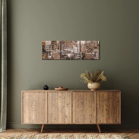 Kép - absztrakció barna tónusokkal (órával) (90x30 cm)