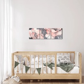 Kép - Virágok vázlata (órával) (90x30 cm)