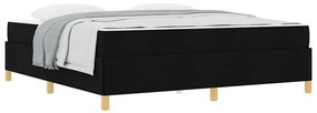 Boxrugós ágy Fekete és fehér és fekete 180 x 200 cm szövet