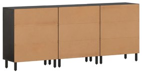 3 db fekete tömör mangófa tálalószekrény 60 x 33 x 75 cm