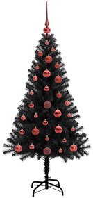 Karácsonyfa 150 LED-del állvánnyal Fekete 120 cm PVC