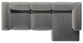 Világosszürke kordbársony sarokkanapé (jobb oldali-heverő résszel) Bergamo – Cosmopolitan Design