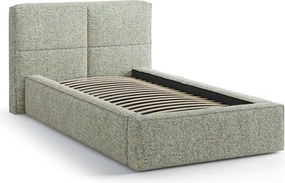 Zöld kárpitozott ágyneműtartós egyszemélyes ágy ágyráccsal 90x200 cm Darren – Micadoni