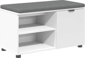 vidaXL Előtér pad párnával Fehér 80 x 38 x 46 cm Műanyag Fa és Szövet
