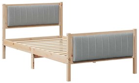 Ágykeret Barna és világosszürke 100 x 200 cm Tömör fenyőfa