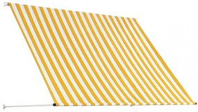 feltekerhető sárga és fehér napellenző 200 x 150 cm