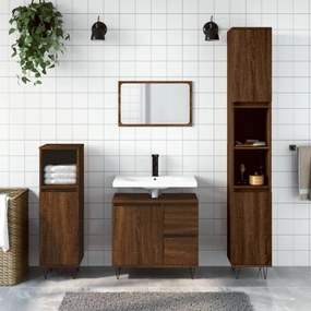 Barna tölgyszínű szerelt fa fürdőszobaszekrény 65x33x60 cm