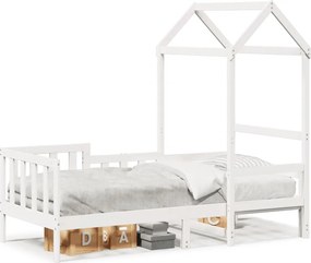 vidaXL fehér tömör fenyőfa kanapéágy tetővel 80 x 200 cm