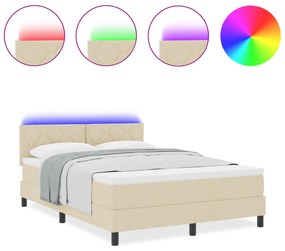 Box Spring ágy matraccal &amp; LED krém 140x200 cm Szövet
