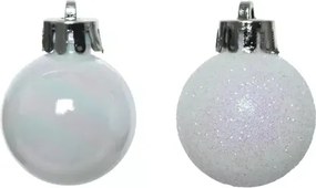 Karácsonyfadísz fehér fényes csillámos 3cm 14 db