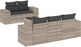 vidaXL 6 részes világosszürke polyrattan kerti ülőgarnitúra párnákkal