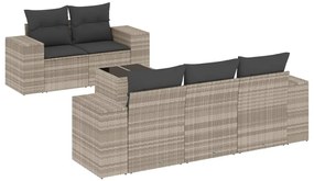 vidaXL 6 részes világosszürke polyrattan kerti ülőgarnitúra párnákkal
