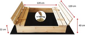 Homokozó padokkal 120cm + fedő + agrotextília NAP