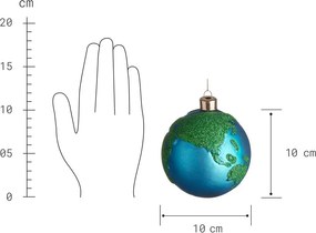 HANG ON üveg karácsonyfadísz, földgömb 11cm