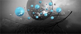 Kép- világos kék absztrakt gömbök (120x50 cm)