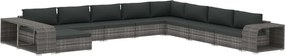 vidaXL 11-részes szürke polyrattan kerti bútorszett párnákkal