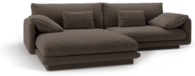 Barna bársony sarokkanapé (bal oldali-heverő résszel) Torino – Micadoni