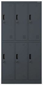 6 ajtós IGOR öltözőszekrény, 900 x 1850 x 450 mm, antracit
