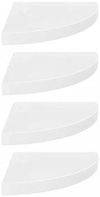 323909 Floating Corner Shelves 4 pcs High Gloss White 35x35x3,8 cm MDF