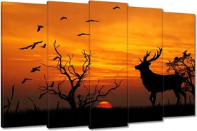 Festmények 150x95 Szarvas és naplemente
