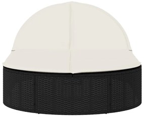 Fekete polyrattan dupla napozóágy párnával